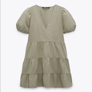 ZARA LINEN BLEND TIERED DRESS